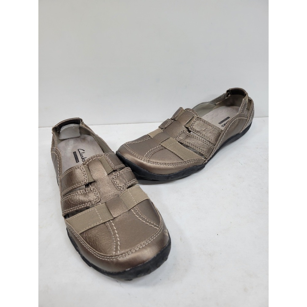 Title Clarks Collection Comfort Loafers Womens Size 8 Bronze Metallic Leather...
